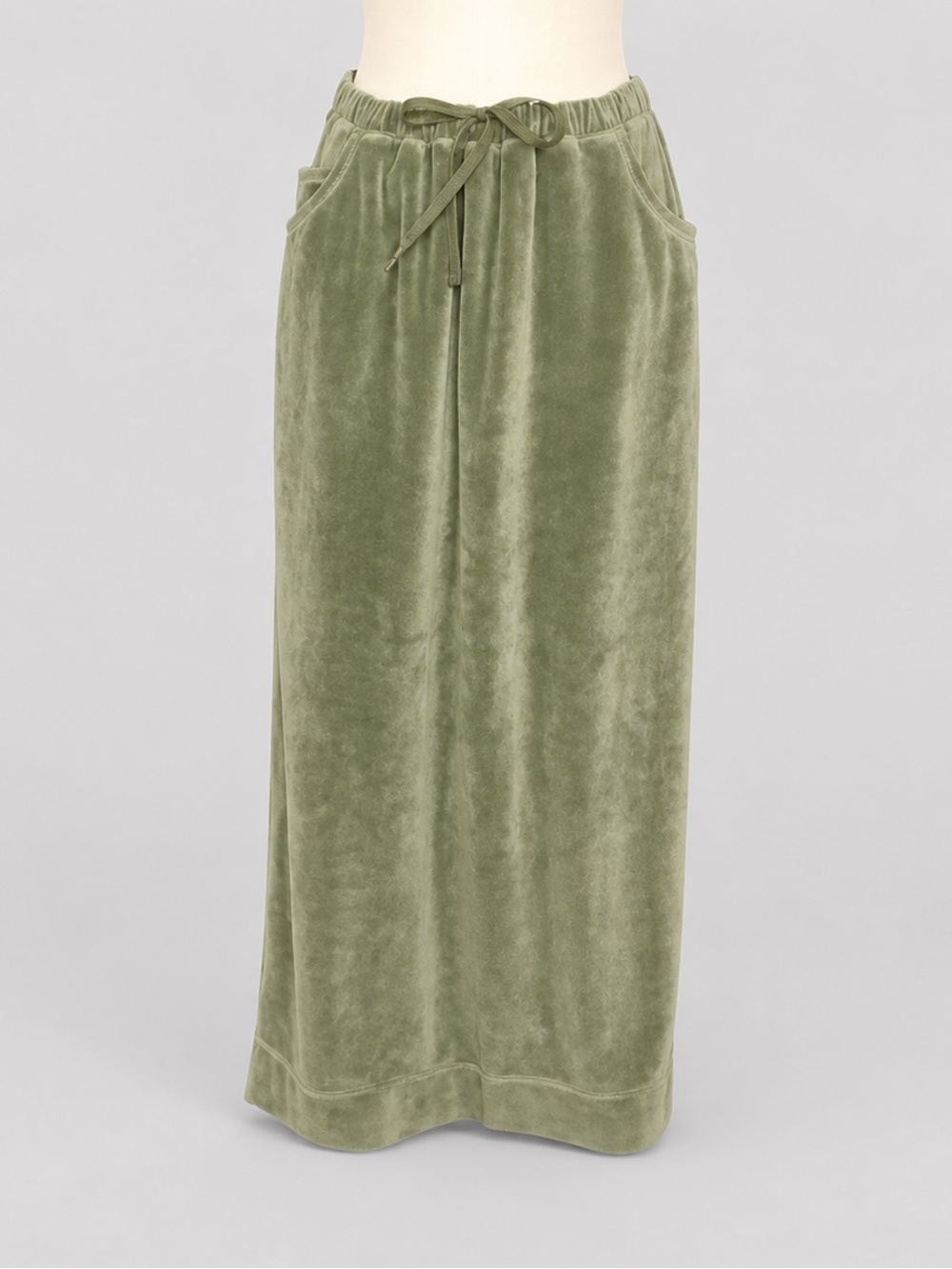 J. Jill Sage Green Velour Drawstring Maxi Skirt - Picture 2 of 9